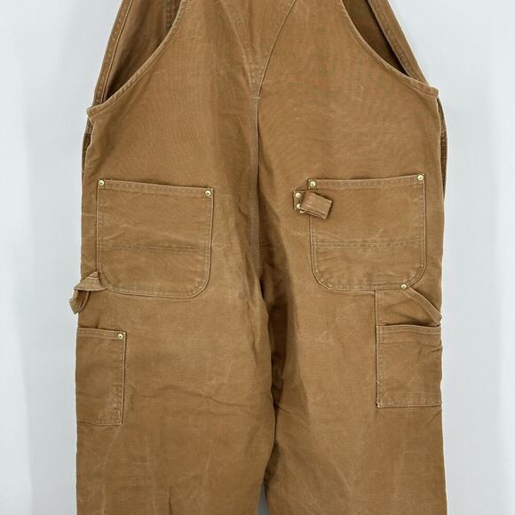 Carhartt Mens 42X32 Brown Double Knee Overalls Bib Workwear Carpenter USA *READ - Picture 4 of 16